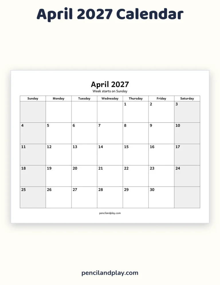 April 2027 Calendar Printable