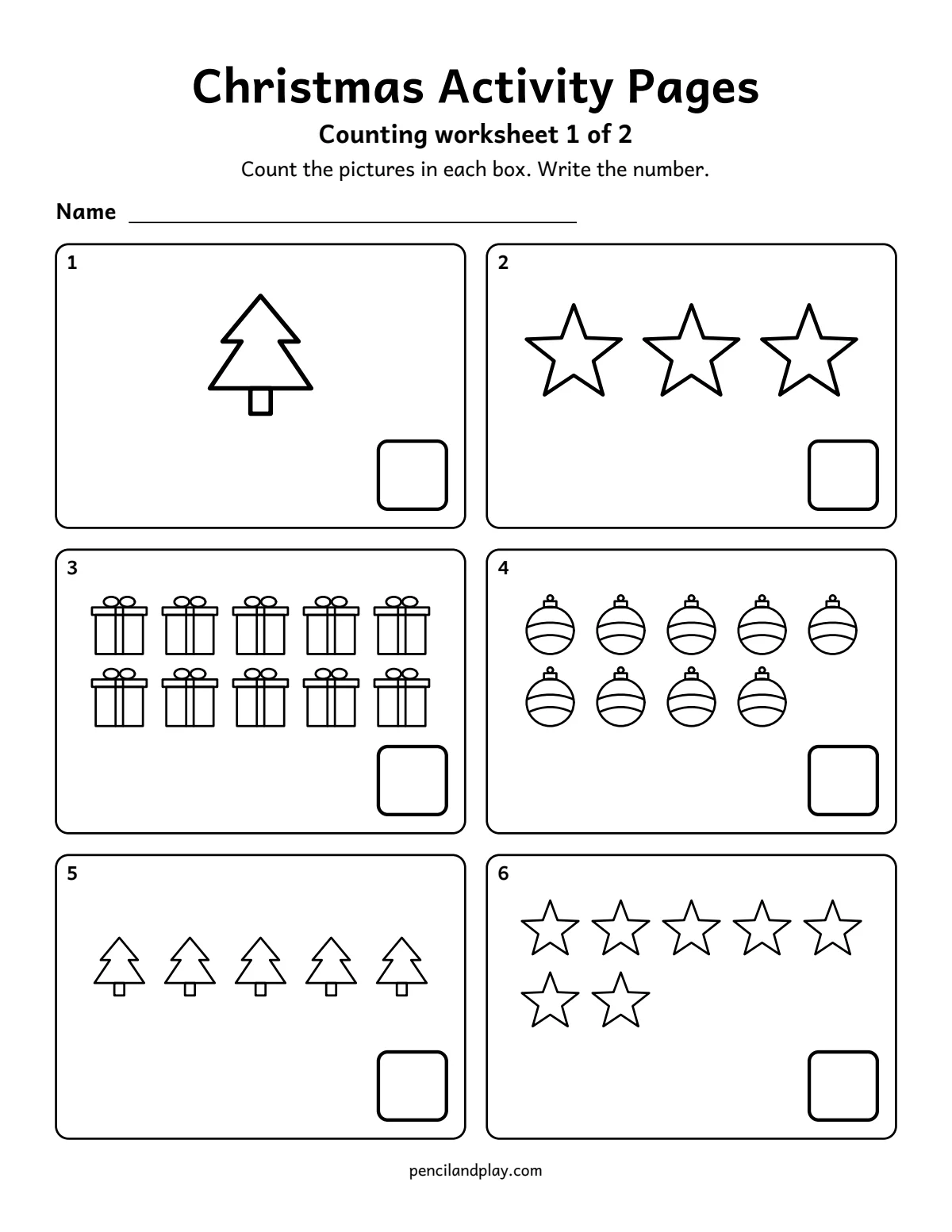 Christmas counting worksheet for kids