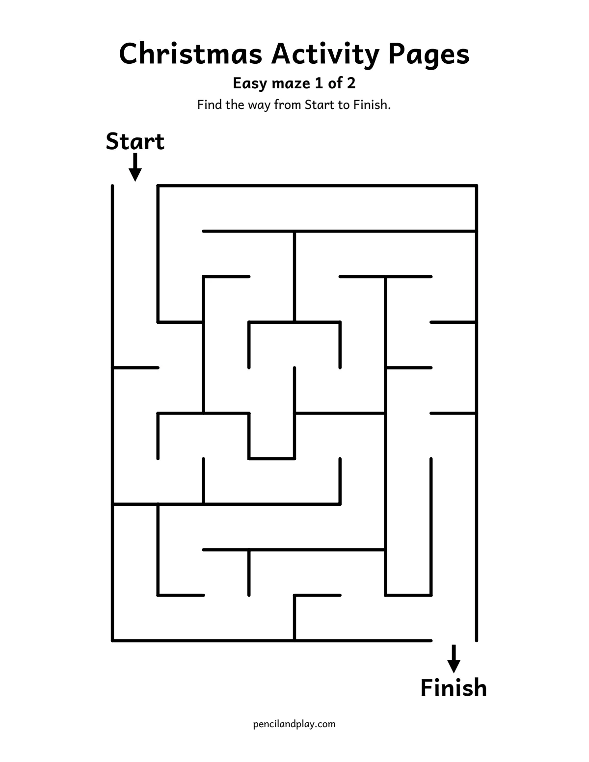 Easy Christmas maze for kids