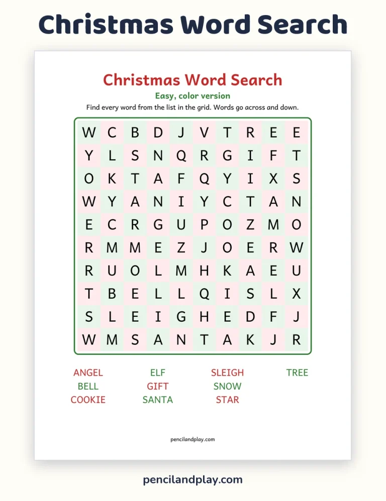 Free Printable Christmas Word Search for Kids