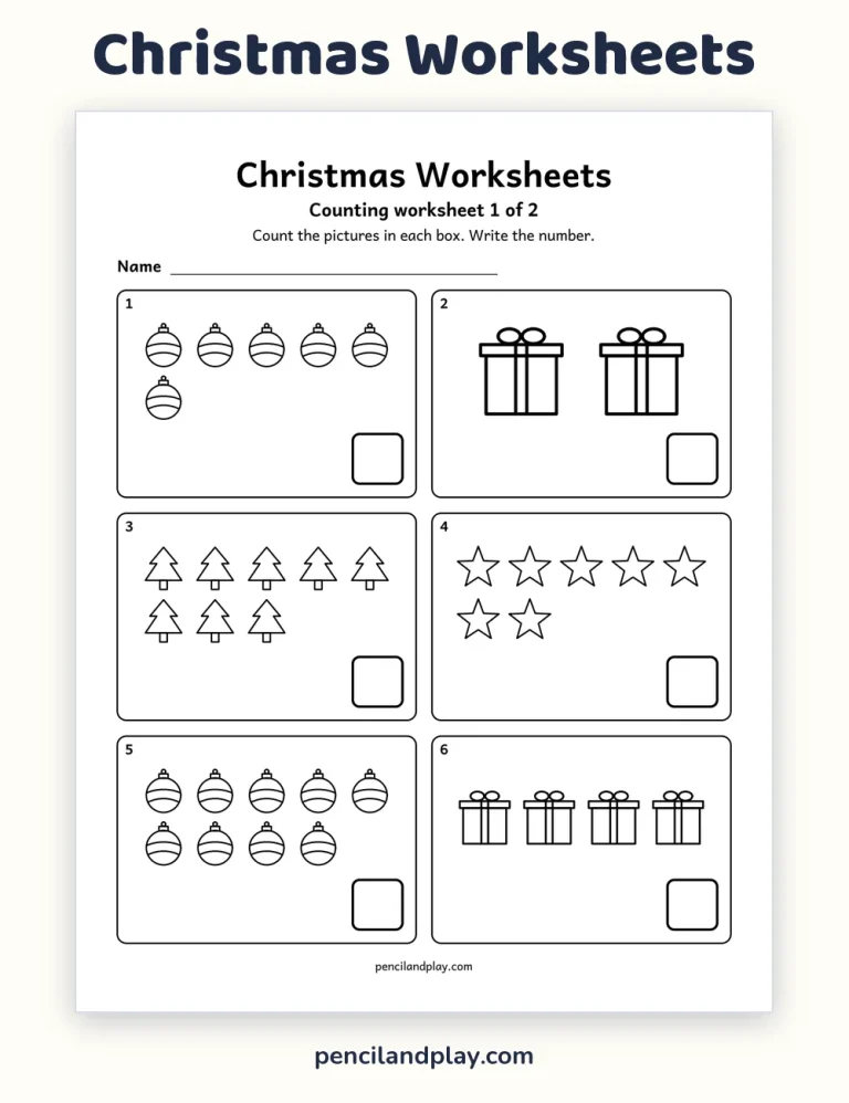 Free Printable Christmas Worksheets: Counting, Addition, Subtraction