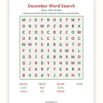December Word Search Printable