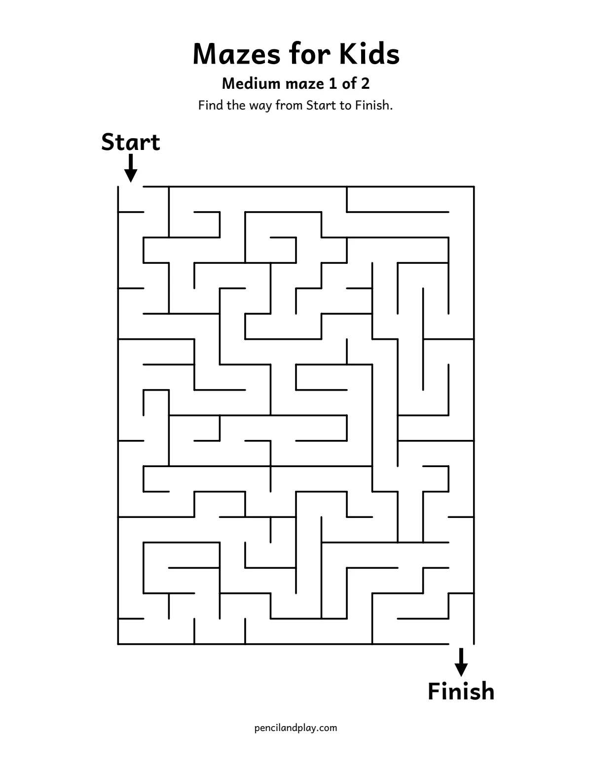 Medium printable maze for kids in 1st to 3rd grade