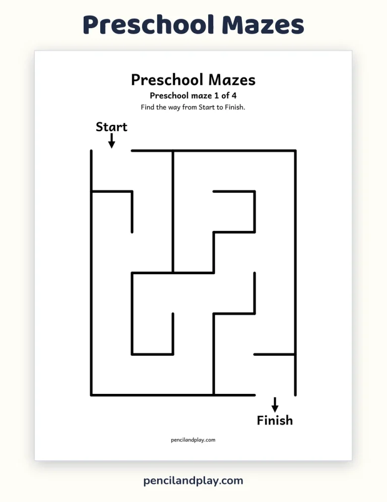 Preschool and Kindergarten Mazes: Free Printable Worksheets
