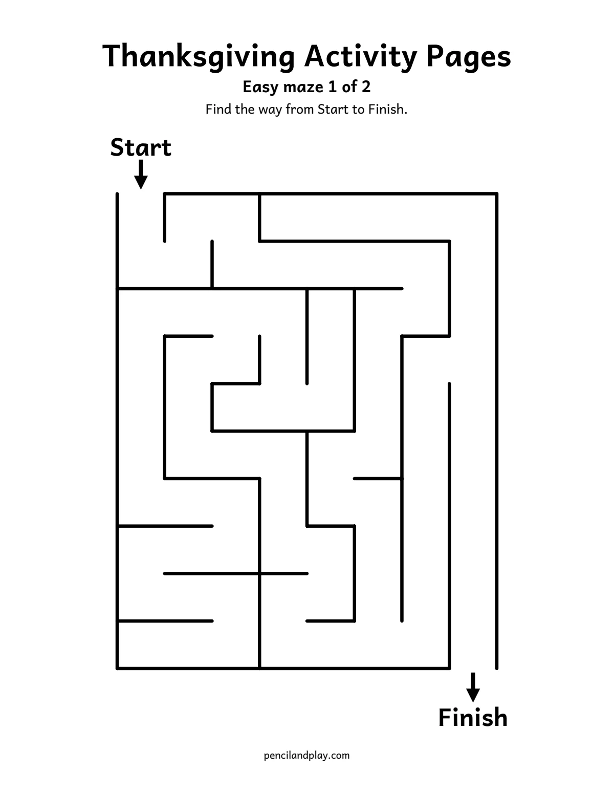 Easy Thanksgiving maze for kids