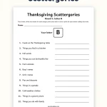Thanksgiving Scattergories Printable for Kids and Families