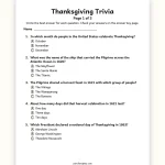 Thanksgiving Trivia Printable: Free Questions with Answers