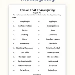 This or That Thanksgiving Edition: Free Printable Game
